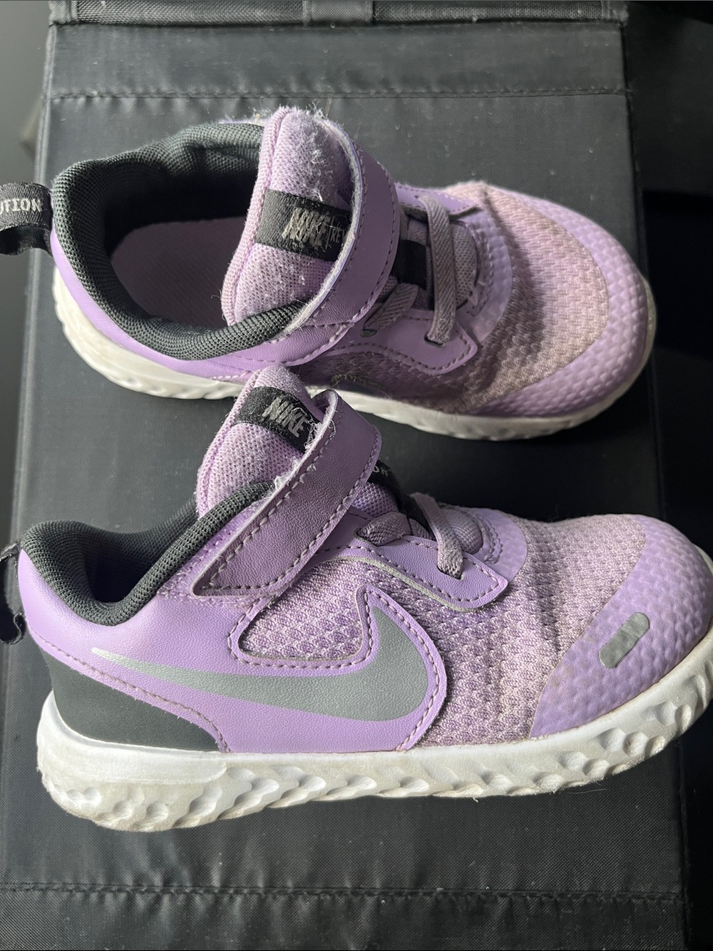 Nike Kids' Lilac and Gray Hook-and-Loop Sneakers
